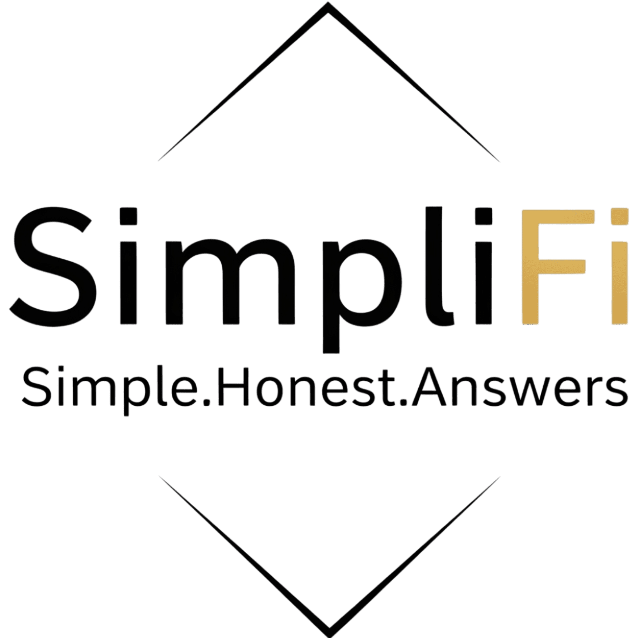 The image shows the word "SimpliFi" in a light gray font, with the letters "F" and "i" highlighted in gold.